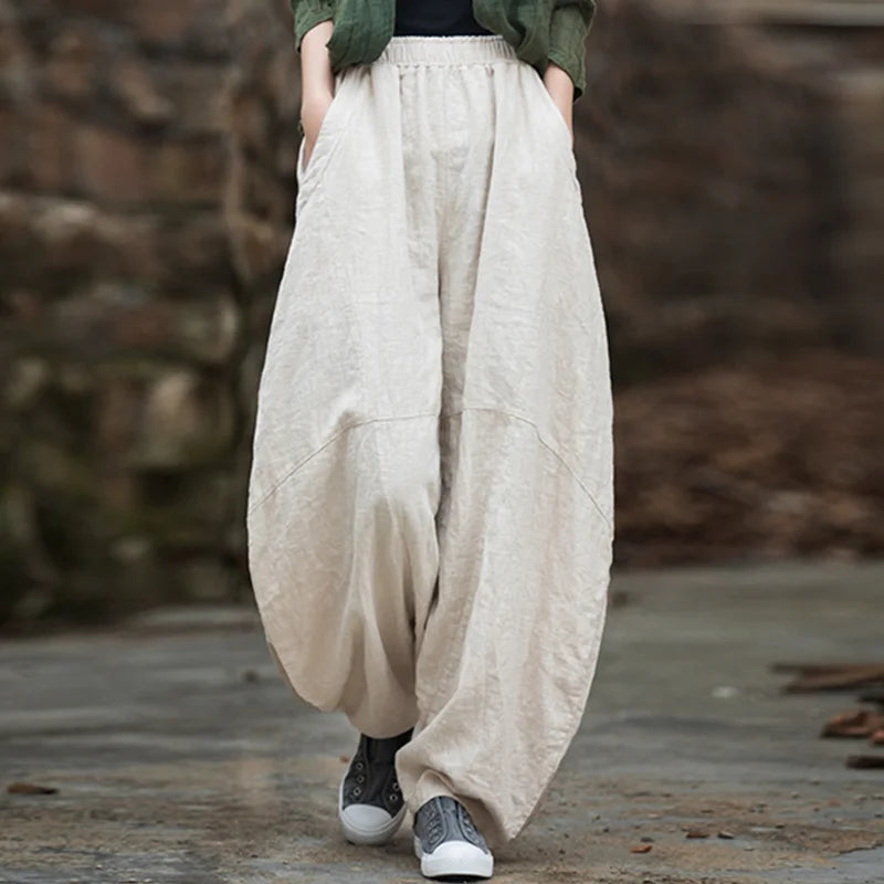 Cotton Linen Cargo Pants